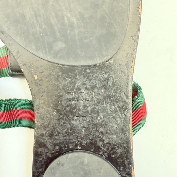 Gucci Black Lifford GG web Thong Fabric leather sandals EU 39 US 9 - Picture 5 of 10